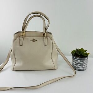 Coach Minetta Ivory Crossgrain Leather Satchel Crossbody Bag F34607